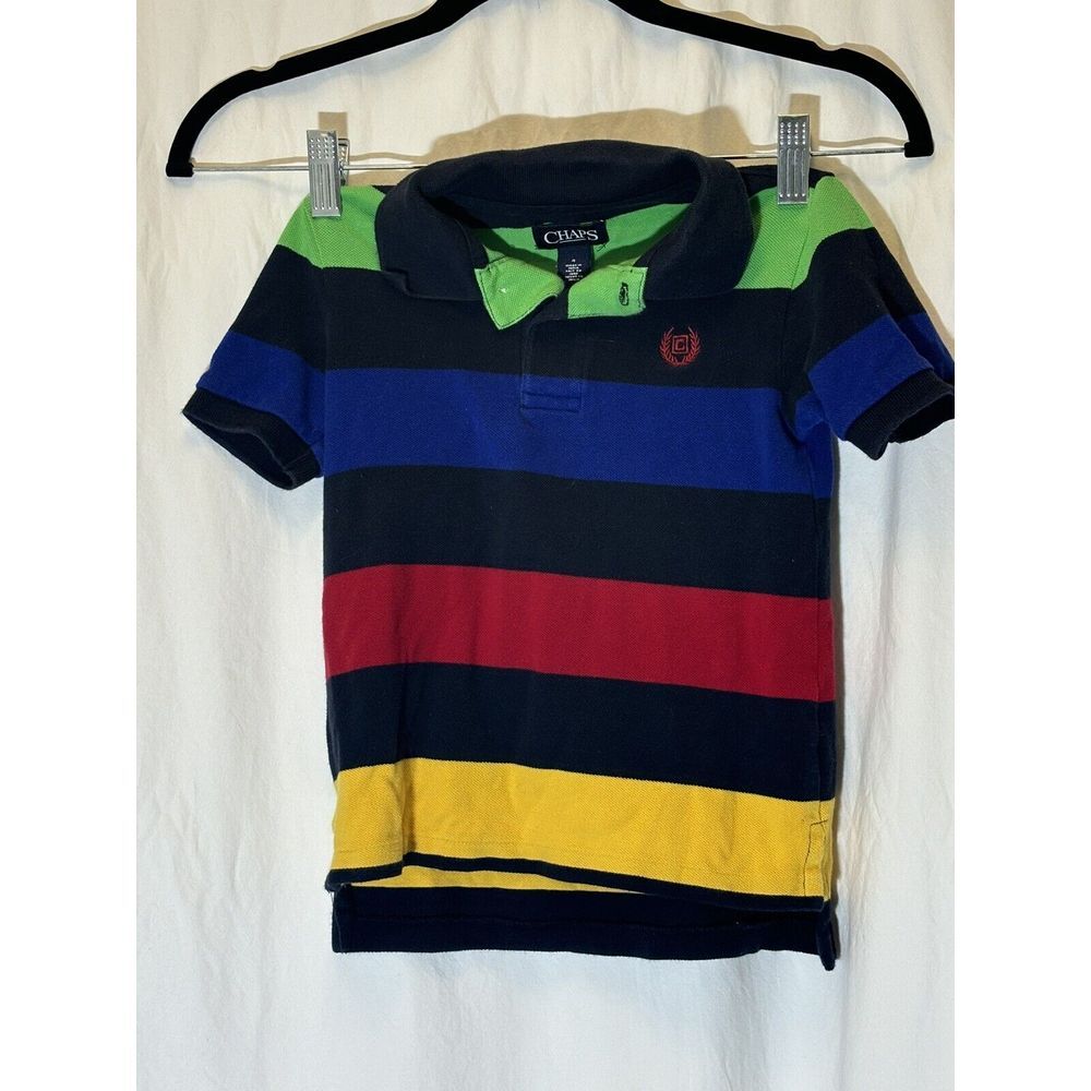 Chaps Polo Shirt Toddler 4/4t Short‎ Sleeves Multi Color Logo Collar EUC X11